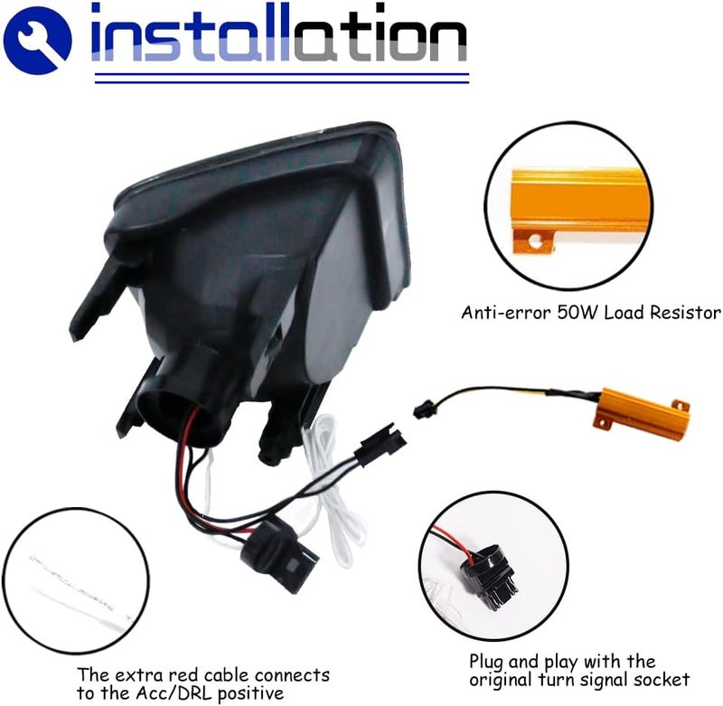 TurningMax For 2010 2011 Toyota Prius Front bumper Turn Signal Lights Parking Lamps Switchback 2 in1 Amber/white Led Clear Lens 8151147020, 8151147022 - Image 4